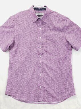 Nick Graham Everywhere Shirt Mens Medium Purple White Stretch Modern Fit